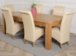 Rackhams Dakota Extra Large Oak Dining Table with Montana Leather Chairs - 6 chairs - Black - thumbnail 2