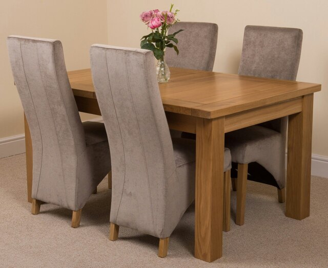 Rackhams Seattle Oak Extending Dining Table with Lola Fabric Chairs - 4 chairs - Grey - image 1
