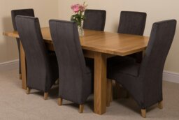 Rackhams Seattle Oak Extending Dining Table with Lola Fabric Chairs - 4 chairs - Grey - thumbnail 2