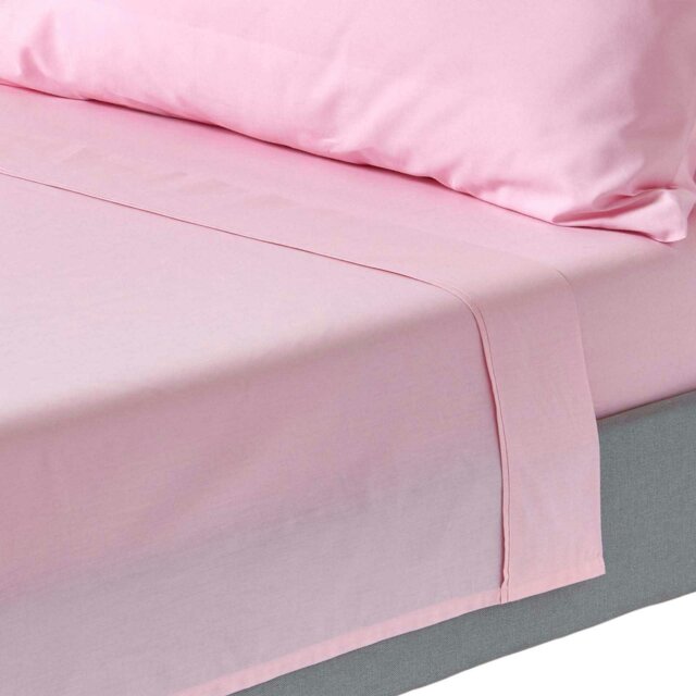 Rackhams Crisp & Cool 200 TC Egyptian Cotton Percale Flat Sheet - Pink - Double - image 1