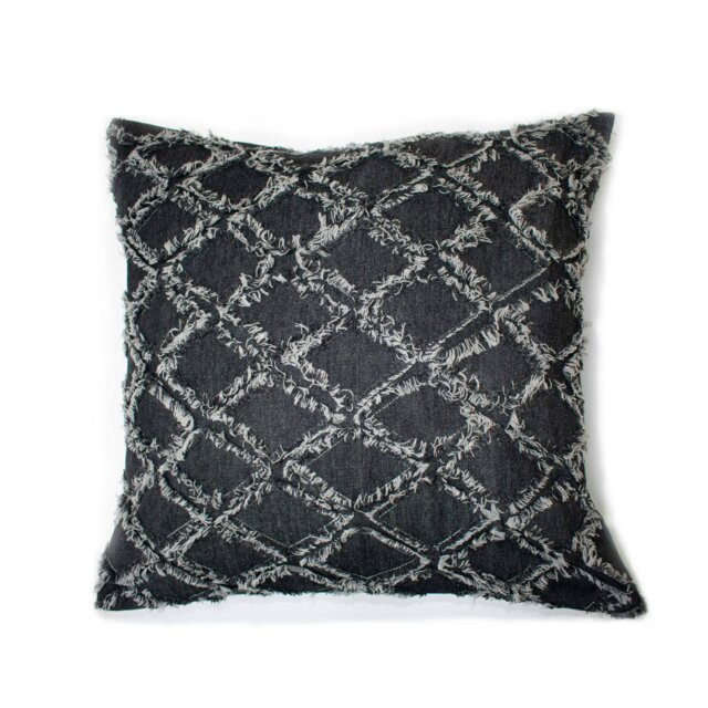 Rackhams Modern Denim Tuft Cushion - 43cm x 43cm - Grey - image 1