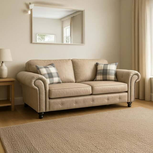 Rackhams Oakland Marble Leather 3 Seater Sofa - image 1