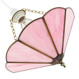 Rackhams Soft Rose Pink Chic Tiffany Glass Easy Fit Pendant Shade with Chains - thumbnail 4