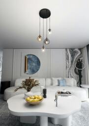 Rackhams COSMO Pendant lamp  4 x E14 Black with Transparent, Graphite and Amber Shade - thumbnail 3