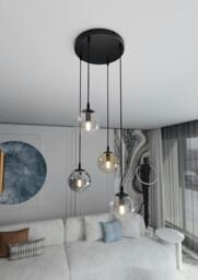 Rackhams COSMO Pendant lamp  4 x E14 Black with Transparent, Graphite and Amber Shade - thumbnail 4