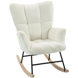 Rackhams Tufted Rocking Chair with Side Pockets - Cream White - thumbnail 2