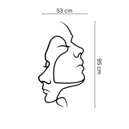 Rackhams Two Face Minimalist Metal Line Art Wall Decor 95x53 - Metal - Black - thumbnail 4