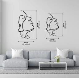Rackhams Two Face Minimalist Metal Line Art Wall Decor 95x53 - Metal - Black - thumbnail 3