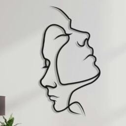 Rackhams Two Face Minimalist Metal Line Art Wall Decor 95x53 - Metal - Black - thumbnail 2
