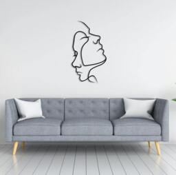 Rackhams Two Face Minimalist Metal Line Art Wall Decor 95x53 - Metal - Black