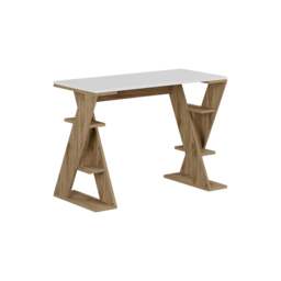 Rackhams Modern Papillon 106cm Working Desk Particleboard 3 Mini Shelves, Cross Design Legs H75xW106cm - Whiskey Oak - thumbnail 2