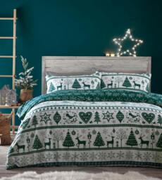 Rackhams Noel Duvet Cover Set - Red - Super King - thumbnail 3