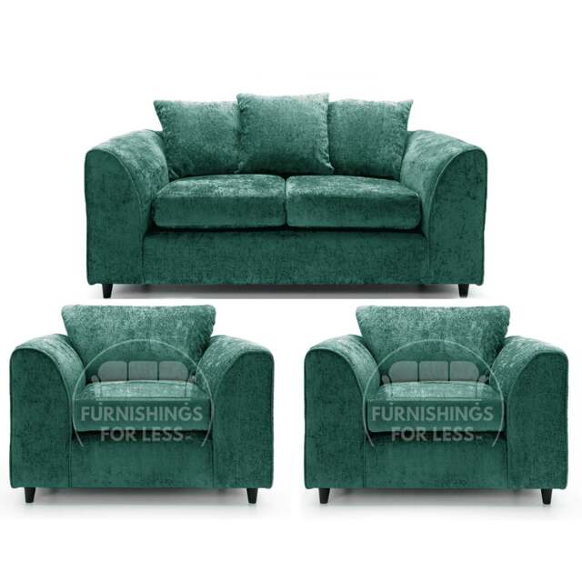 Rackhams Monaco Chenille Fabric 2 Seater and 2 Armchairs - Teal - image 1