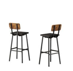 Rackhams Set of 2 Industrial PU Upholstered Bar Stools – Breakfast Bar Chairs with Backrest - thumbnail 4