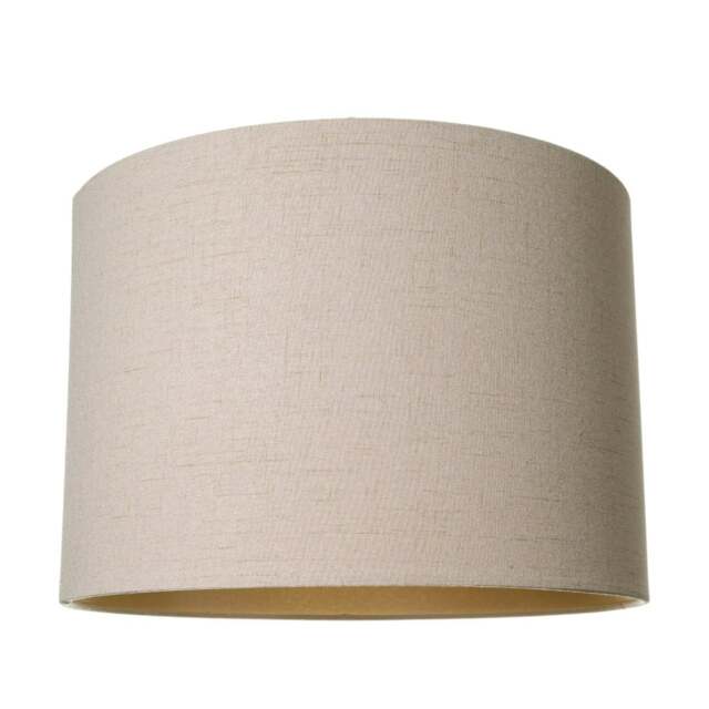 "Rackhams Contemporary Taupe Textured Linen Fabric 16"" Lamp Shade with Satin Inner Lining" - image 1