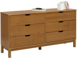 Rackhams Post Chest with 6 drawers in stained wax - Brown - thumbnail 5