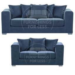 Rackhams Ella Plush Velvet Fabric 3 + 2 Seater Sofa Suite - Grey - thumbnail 4