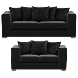 Rackhams Ella Plush Velvet Fabric 3 + 2 Seater Sofa Suite - Grey - thumbnail 5