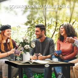 Rackhams Garden Table for 4 Person with 5.4cm Parasol Hole, Brown - thumbnail 3