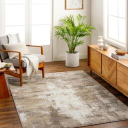 Rackhams San Francisco-Abstract Brown Taupe Grey Modern Marble Rug - 160 x 213 cm - thumbnail 1