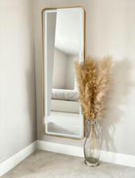Rackhams Stunning Gold Rectangular Metal Frame LED Wall or Floor Standing Dressing Mirror 145cm x 45cm - Soho Collection - Gold - thumbnail 2