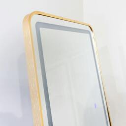 Rackhams Stunning Gold Rectangular Metal Frame LED Wall or Floor Standing Dressing Mirror 145cm x 45cm - Soho Collection - Gold - thumbnail 4