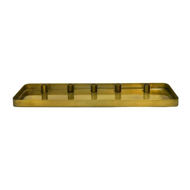Rackhams Rectangle Centrepiece Metal with Magnetic Candle Holders - Champagne Gold - image 1