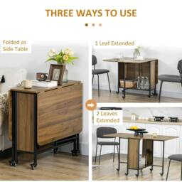 Rackhams Six-Person Drop Leaf Dining Table - Brown/Black - thumbnail 5