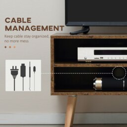 Rackhams TV Unit Cabinet for TVs up to 55Inches with Cupboard Shelves, Brown - thumbnail 5