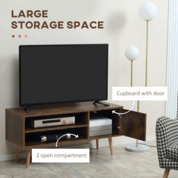Rackhams TV Unit Cabinet for TVs up to 55Inches with Cupboard Shelves, Brown - thumbnail 4
