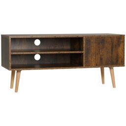 Rackhams TV Unit Cabinet for TVs up to 55Inches with Cupboard Shelves, Brown - thumbnail 3