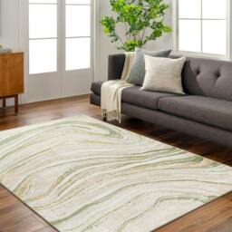 Rackhams San Francisco-Modern Green Grey Yellow Graphic Rug - 120 x 170 cm - thumbnail 1
