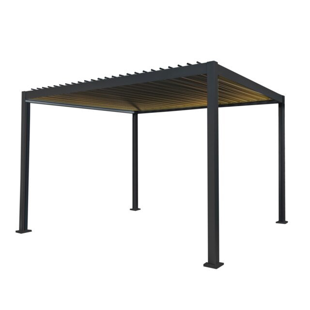 Rackhams Anthracite Aluminium Pergola With LED Lights - 3m x 4m - image 1