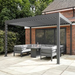 Rackhams Anthracite Aluminium Pergola With LED Lights - 3m x 4m - thumbnail 4