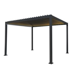 Rackhams Anthracite Aluminium Pergola With LED Lights - 3m x 4m