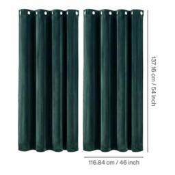 Rackhams Thick Thermal Blackout Curtains Velvet 46x54 Inch Eyelet Ring Top Green - thumbnail 3