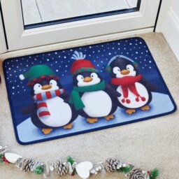 Rackhams 60cm x 40cm Frosty Penguins Fabric Christmas Doormat
