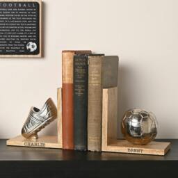 Rackhams Personalised Football Bookends - H14 x W28.5cm x D8.5cm, 0.593kg - Metal/Wood