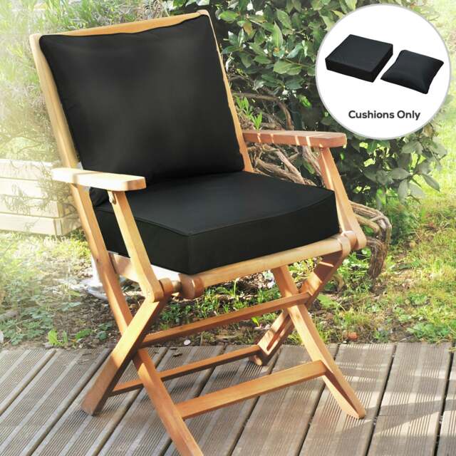 Rackhams Outdoor Seat and Back Cushion Set, Deep Seating Chair Cushion, Black - Black - Olefin, Sponge, Tiled Cotton - 61cm x 61cm x 15cm - image 1