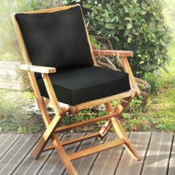Rackhams Outdoor Seat and Back Cushion Set, Deep Seating Chair Cushion, Black - Black - Olefin, Sponge, Tiled Cotton - 61cm x 61cm x 15cm - thumbnail 3