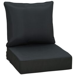 Rackhams Outdoor Seat and Back Cushion Set, Deep Seating Chair Cushion, Black - Black - Olefin, Sponge, Tiled Cotton - 61cm x 61cm x 15cm - thumbnail 2