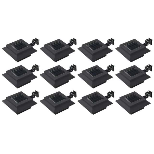 Rackhams Outdoor Solar Lamps 12 pcs LED Square 12 cm Black