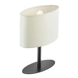 Rackhams Modern Designer Oval Table Lamp in Matte Black with Off-White Fabric Shade - thumbnail 3