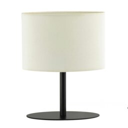 Rackhams Modern Designer Oval Table Lamp in Matte Black with Off-White Fabric Shade - thumbnail 2