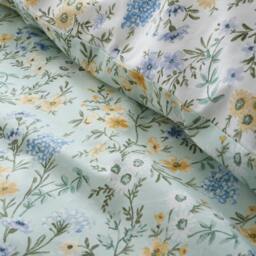 Rackhams Ditsy Floral 200 Thread Count Cotton Reversible Duvet Cover Set Green - Double - Green - thumbnail 5