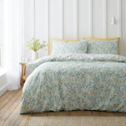 Rackhams Ditsy Floral 200 Thread Count Cotton Reversible Duvet Cover Set Green - Double - Green