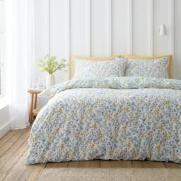Rackhams Ditsy Floral 200 Thread Count Cotton Reversible Duvet Cover Set Green - Double - Green - thumbnail 2