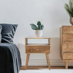 Rackhams Zenon Light Mango Wood Bedside Table with 1 Drawer & Open Slot - Wood - 1 - 45x35x58 CM (LxDxH) - thumbnail 1