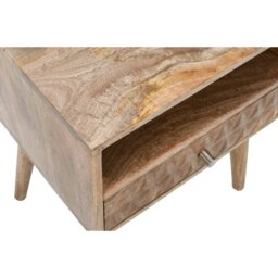 Rackhams Zenon Light Mango Wood Bedside Table with 1 Drawer & Open Slot - Wood - 1 - 45x35x58 CM (LxDxH) - thumbnail 6