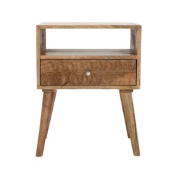 Rackhams Zenon Light Mango Wood Bedside Table with 1 Drawer & Open Slot - Wood - 1 - 45x35x58 CM (LxDxH) - thumbnail 4